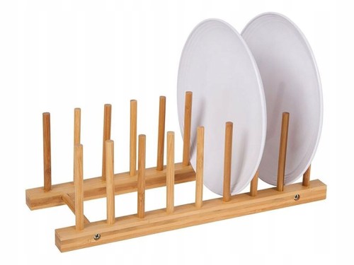 Stojak na talerze bambusowy ociekacz 8 miejscowy 34x13,5cm