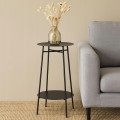 Stolik taboret dwupoziomowy metalowy czarny 35x60cm
