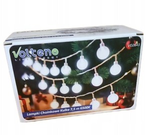 Lampki choinkowe łańcuch świetlny zimny biały kulki 50 Diod LED 7,5m