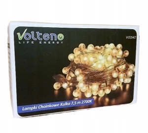 Lampki choinkowe łańcuch świetlny ciepły biały kulki 50 Diod LED 7,5m