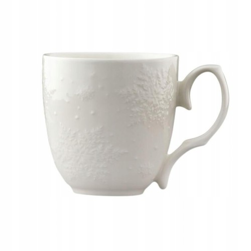Kubek świąteczny porcelanowy 350 ml biały wzór śnieżynka tłoczona 1 szt.