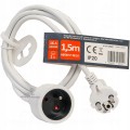 Przedłużacz 1 gniazdowy z uziemieniem biały 16A 3×1,0mm² H05VV-F OWY 1,5m