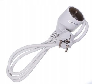 Przedłużacz 1 gniazdowy z uziemieniem biały 16A 3×1,0mm² H05VV-F OWY 1,5m