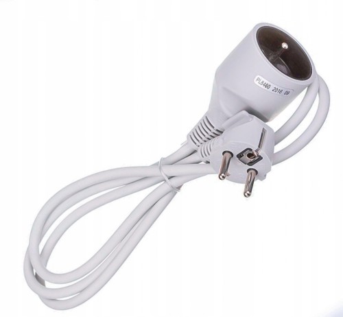 Przedłużacz 1 gniazdowy z uziemieniem biały 16A 3×1,0mm² H05VV-F OWY 1,5m