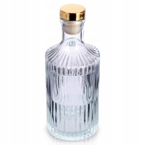 Butelka szklana ozdobna karafka na wino sok ze złotym korkiem 250ml 1szt