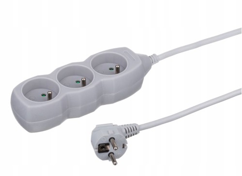 Przedłużacz listwowy 3 gniazdowy biały 1,5m 250V 16A 3x1mm²