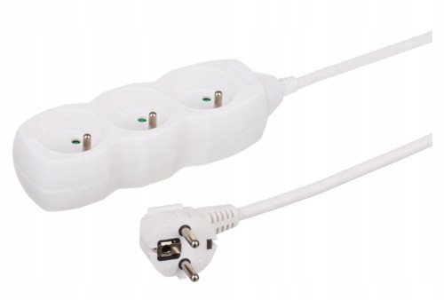Przedłużacz 3 gniazdowy 1m biały 250V 16A OWY 3x1 mm²