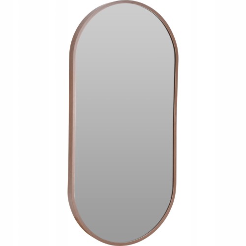 Lustro wiszące ścienne owalne z brązową ramą klasyczne 30x60cm