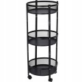 Wózek kuchenny na kółkach mobilny metalowy składany okrągły czarny 37x88cm