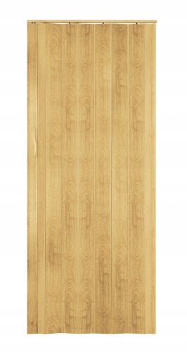 Drzwi harmonijkowe PVC 83 × 201,5 cm jasny dąb z opcją poszerzenia