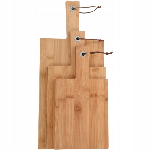 Zestaw 3 desek do krojenia bambusowe naturalne różne rozmiary 30-45cm