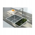 Zlewozmywak stalowy półtorakomorowy 58x44cm wpuszczany podblatowy chrom 2 gat.
