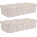 Zestaw 2 koszyków do przechowywania plastikowe beżowe plecione 13x25cm