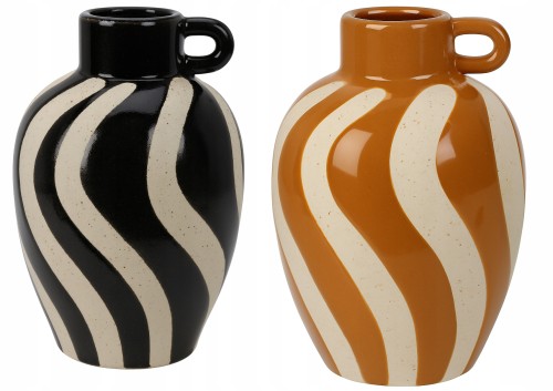 Wazon ceramiczny z uchem duży w paski różne kolory 19x13cm 1szt