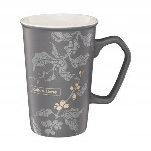 Kubek porcelanowy 420 ml szary ze złotym motywem na napoje gorące 1 szt.
