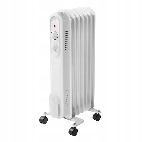 Grzejnik olejowy 7 żeber 1500W biały z regulacją mocy i termostatem 240V