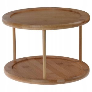 Patera dwupoziomowa drewniana okrągła obrotowa bambusowa piętrowa 25cm 1szt