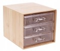 Pojemnik łazienkowy z 3 szufladami bambusowy plastikowy 15x12x10cm 1szt