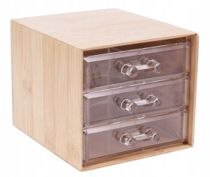 Pojemnik łazienkowy z 3 szufladami bambusowy plastikowy 15x12x10cm 1szt