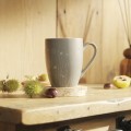 Kubek porcelanowy szary 340ml z tłoczeniem polnych kwiatów do napojów 1 szt.