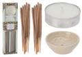 Zestaw 20 kadzidełek różne zapachy ceramiczna podstawka i tealight świeczka
