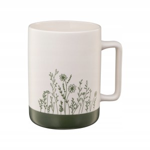 Kubek porcelanowy 405 ml biało zielony do kawy i herbaty 1 szt.