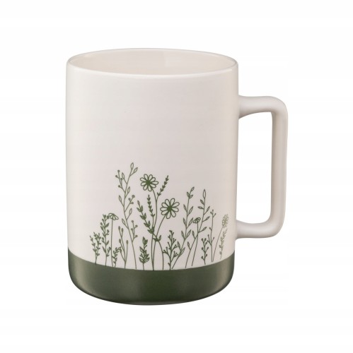 Kubek porcelanowy 405 ml biało zielony do kawy i herbaty 1 szt.