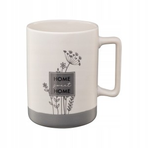 Kubek porcelanowy 405 ml biało szary do kawy i herbaty 1 szt.