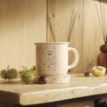 Kubek z porcelany 355 ml kremowy z tłoczeniami do kawy i herbaty 1 szt.