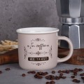 Kubek z porcelany 380ml beżowy z brązowym napisem do kawy i herbaty 1 szt.