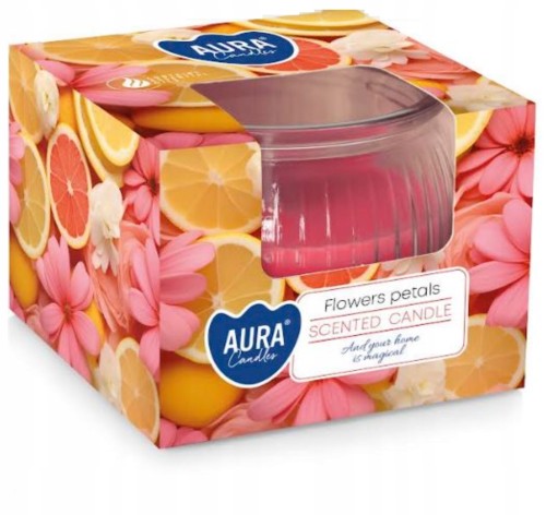 Świeca zapachowa parafinowa Płatki kwiatów szklana Aura 1szt
