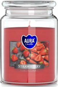 Świeca zapachowa parafinowa Truskawka szklana duża Aura 1szt