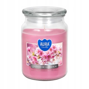 Świeca zapachowa parafinowa Japoński ogród szklana duża Aura 1szt