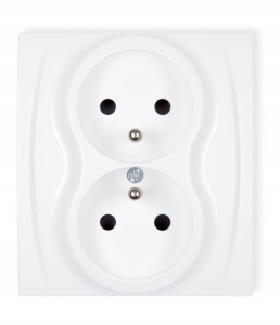 Gniazdo ścienne podwójne 16A 250V białe z uziemieniem 1 szt.