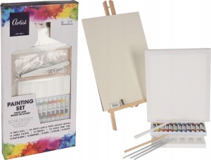 Zestaw do malowania płótno na sztaludze z farbami akrylowymi 25x30cm