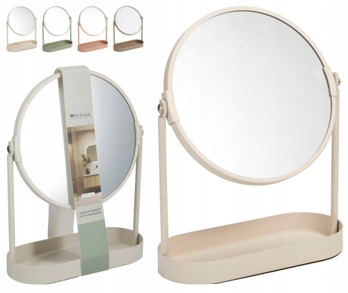 Lusterko stojące dekoracyjne okrągłe metalowe z organizerem 25cm 1szt