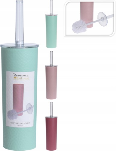 Szczotka łazienkowa WC z pojemnikiem plastikowa różne kolory 9x39cm 1szt