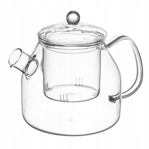 Dzbanek z zaparzaczem szklany do herbaty ziół elegancki 1,2L
