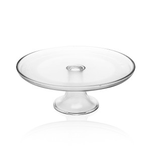 Patera szklana na nóżce gładka okrągła klasyczna transparentna 30cm 1szt
