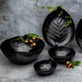 Miska szklana salaterka liść czarna uniwersalna 17,5cm 330ml 1szt