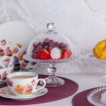 Patera szklana na nóżce z kloszem okrągła elegancka 1szt