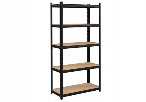 Regał magazynowy stalowy 5 półkowy 180 cm czarny 3w1 wciskany