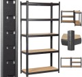 Regał magazynowy stalowy 5 półkowy 180 cm czarny 3w1 wciskany
