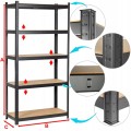 Regał magazynowy stalowy 5 półkowy 180 cm czarny 3w1 wciskany