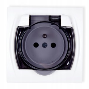 Gniazdo pojedyncze białe z uziemieniem ścienne podtynkowe z klapką 1 szt.