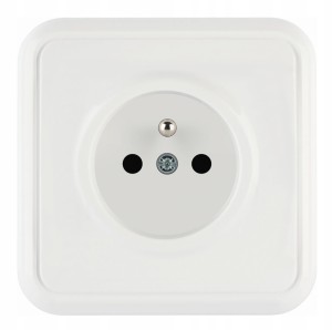 Gniazdo pojedyncze białe z uziemieniem ścienne podtynkowe 1 szt.