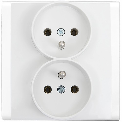 Gniazdo podwójne z uziemieniem białe elektryczne podtynkowe 1 szt.