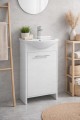 Szafka łazienkowa z umywalką biała z wydłużoną baterią chrom i syfonem 84x45cm Frigo