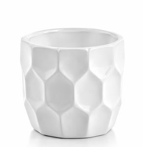 Osłonka ceramiczna na kwiaty ozdobna biała 12,5 cm