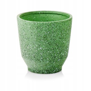 Osłonka ceramiczna zielona 14 cm szkliwiona z reliefowym wzorem 1 szt.